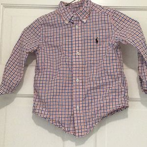 Boys navy and orange button up Ralph Lauren